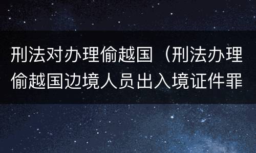 刑法对办理偷越国（刑法办理偷越国边境人员出入境证件罪是指）