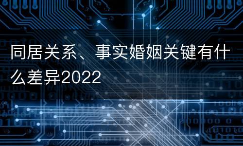 同居关系、事实婚姻关键有什么差异2022