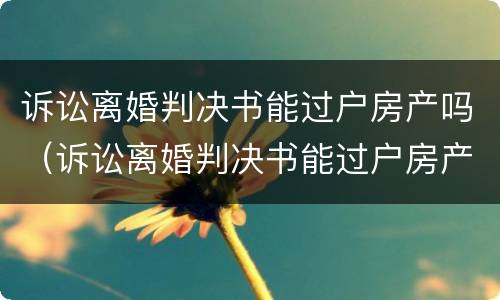 诉讼离婚判决书能过户房产吗（诉讼离婚判决书能过户房产吗）