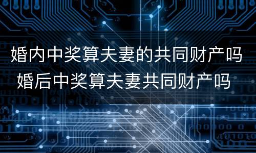 婚内中奖算夫妻的共同财产吗 婚后中奖算夫妻共同财产吗