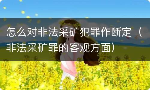 怎么对非法采矿犯罪作断定（非法采矿罪的客观方面）
