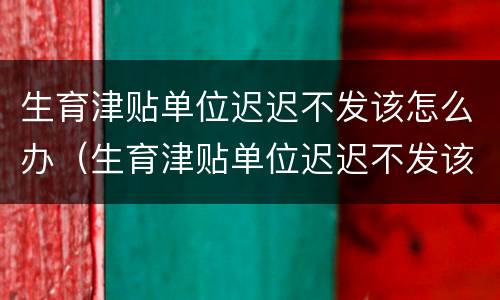 生育津贴单位迟迟不发该怎么办（生育津贴单位迟迟不发该怎么办理）