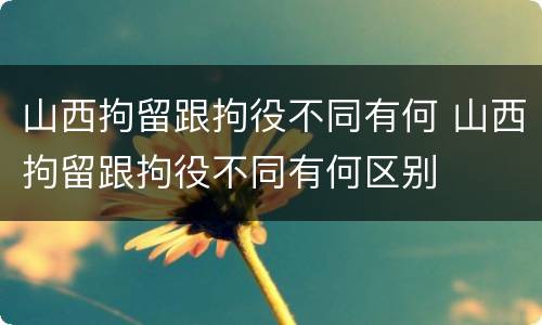 山西拘留跟拘役不同有何 山西拘留跟拘役不同有何区别