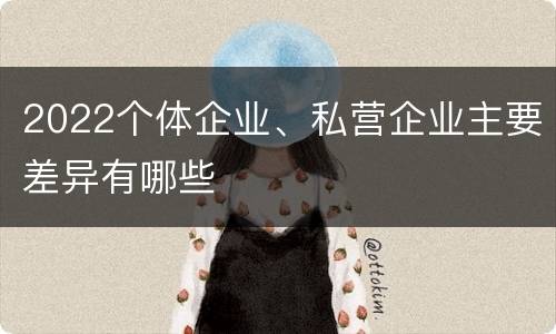 2022个体企业、私营企业主要差异有哪些