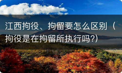 江西拘役、拘留要怎么区别（拘役是在拘留所执行吗?）