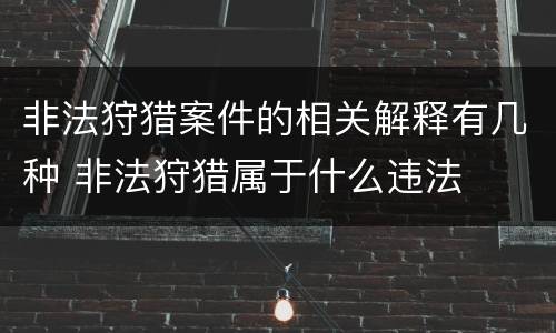 非法狩猎案件的相关解释有几种 非法狩猎属于什么违法
