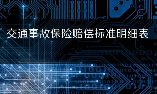交通事故保险赔偿标准明细表