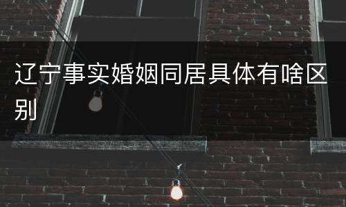 辽宁事实婚姻同居具体有啥区别