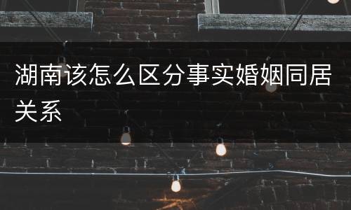 湖南该怎么区分事实婚姻同居关系