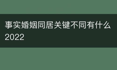 事实婚姻同居关键不同有什么2022