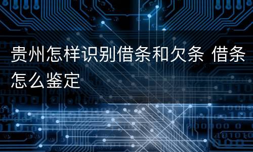 贵州怎样识别借条和欠条 借条怎么鉴定