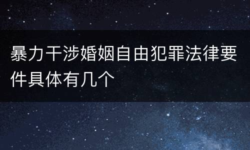 暴力干涉婚姻自由犯罪法律要件具体有几个