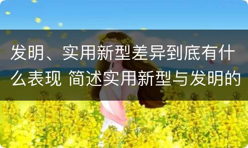 发明、实用新型差异到底有什么表现 简述实用新型与发明的关系?