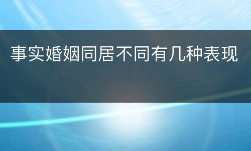 事实婚姻同居不同有几种表现