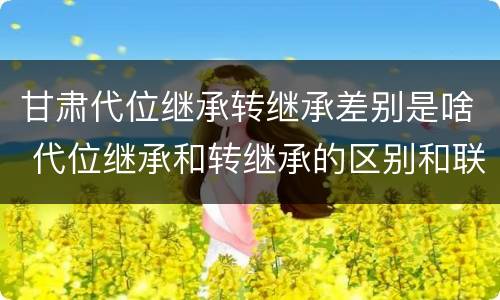 甘肃代位继承转继承差别是啥 代位继承和转继承的区别和联系