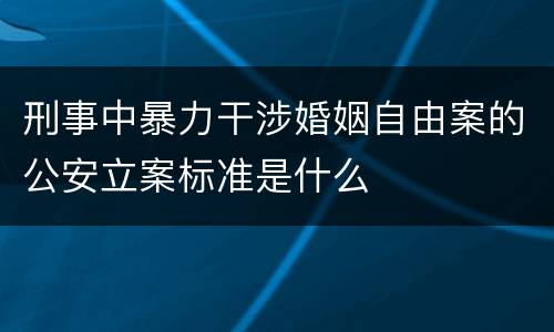 刑事中暴力干涉婚姻自由案的公安立案标准是什么