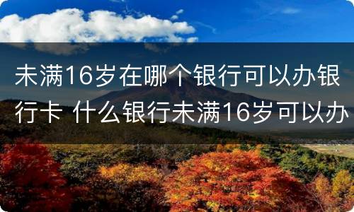 未满16岁在哪个银行可以办银行卡 什么银行未满16岁可以办卡