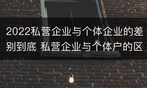 2022私营企业与个体企业的差别到底 私营企业与个体户的区别