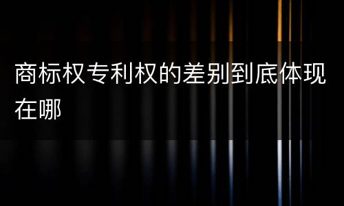商标权专利权的差别到底体现在哪