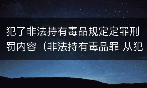 犯了非法持有毒品规定定罪刑罚内容（非法持有毒品罪 从犯）