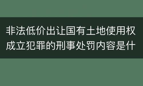 非法低价出让国有土地使用权成立犯罪的刑事处罚内容是什么