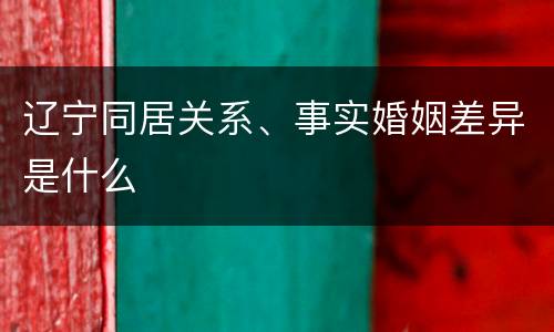 辽宁同居关系、事实婚姻差异是什么