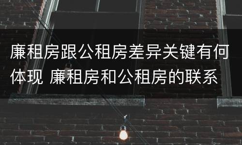 廉租房跟公租房差异关键有何体现 廉租房和公租房的联系