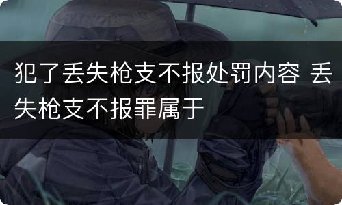 犯了丢失枪支不报处罚内容 丢失枪支不报罪属于