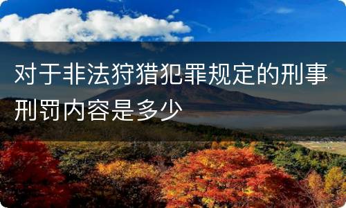 对于非法狩猎犯罪规定的刑事刑罚内容是多少