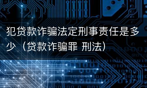 犯贷款诈骗法定刑事责任是多少（贷款诈骗罪 刑法）