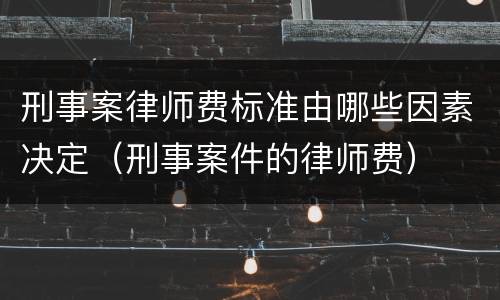 刑事案律师费标准由哪些因素决定（刑事案件的律师费）