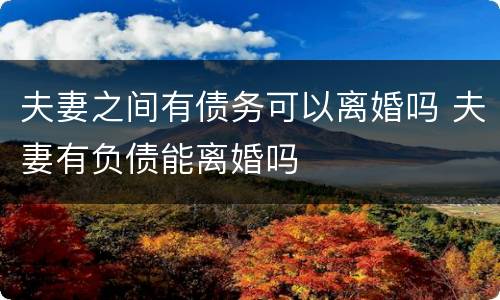 夫妻之间有债务可以离婚吗 夫妻有负债能离婚吗