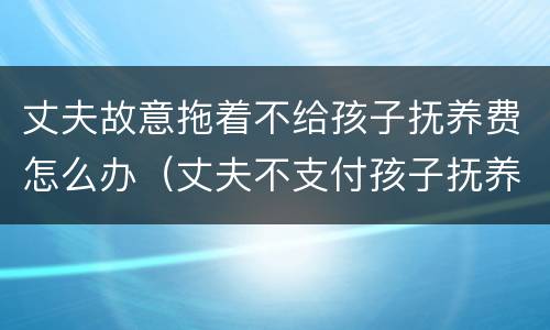 丈夫故意拖着不给孩子抚养费怎么办（丈夫不支付孩子抚养费）