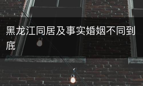 黑龙江同居及事实婚姻不同到底