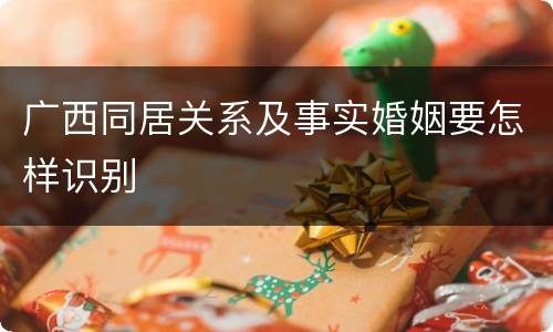 广西同居关系及事实婚姻要怎样识别