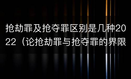 抢劫罪及抢夺罪区别是几种2022（论抢劫罪与抢夺罪的界限）