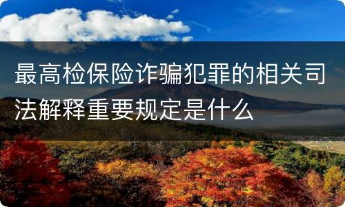 最高检保险诈骗犯罪的相关司法解释重要规定是什么