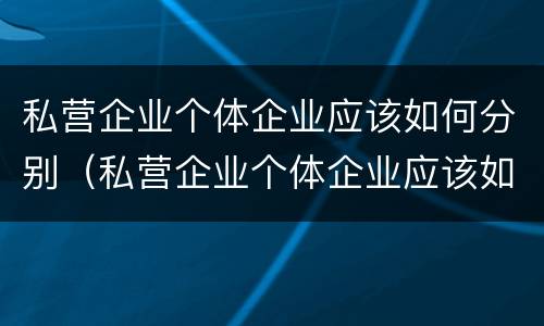 私营企业个体企业应该如何分别（私营企业个体企业应该如何分别纳税）