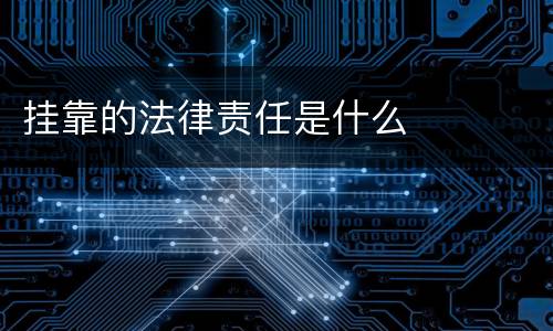 挂靠的法律责任是什么
