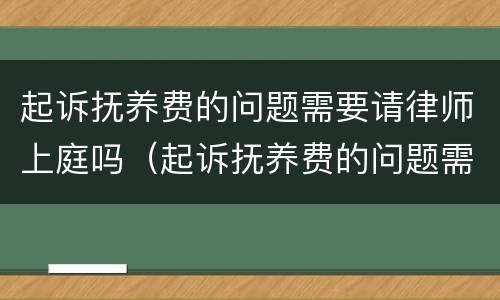 起诉抚养费的问题需要请律师上庭吗（起诉抚养费的问题需要请律师上庭吗多少钱）