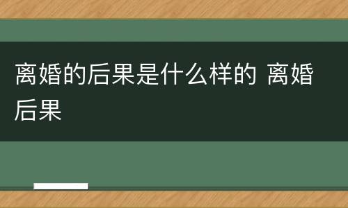 离婚的后果是什么样的 离婚 后果