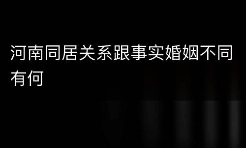 河南同居关系跟事实婚姻不同有何