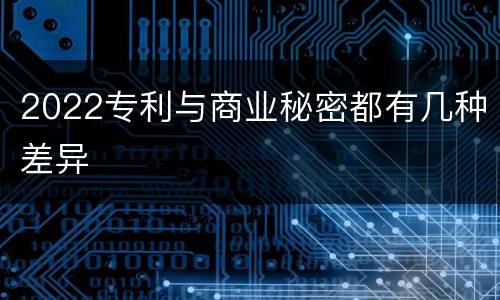 2022专利与商业秘密都有几种差异