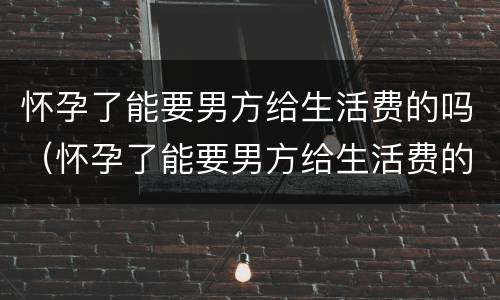 怀孕了能要男方给生活费的吗（怀孕了能要男方给生活费的吗知乎）