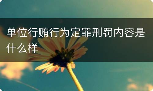 单位行贿行为定罪刑罚内容是什么样