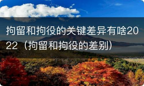 拘留和拘役的关键差异有啥2022（拘留和拘役的差别）