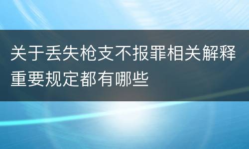 关于丢失枪支不报罪相关解释重要规定都有哪些