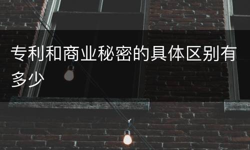 专利和商业秘密的具体区别有多少