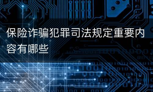 保险诈骗犯罪司法规定重要内容有哪些