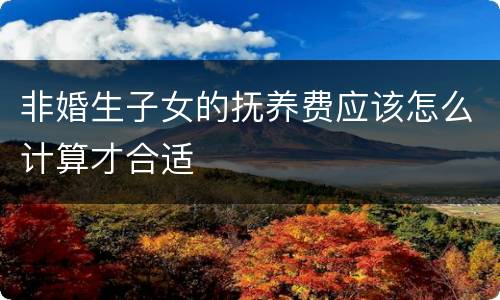非婚生子女的抚养费应该怎么计算才合适